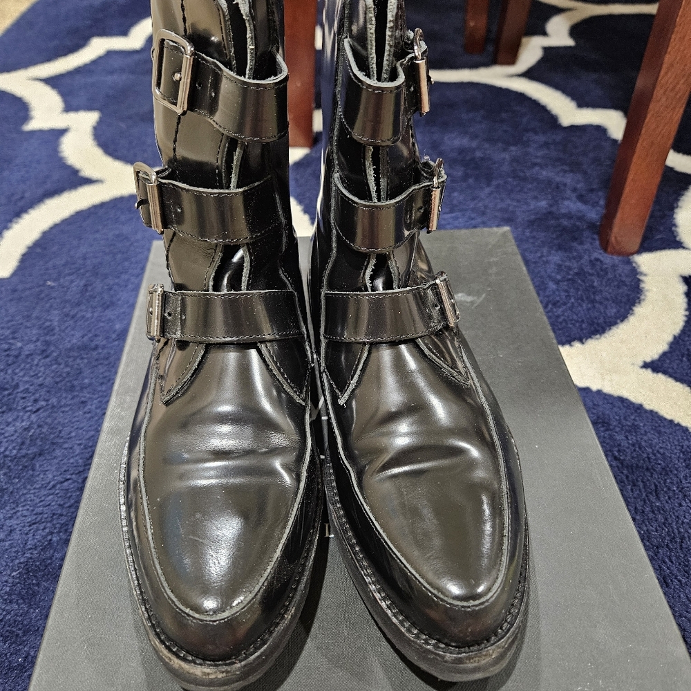Alexander McQueen Black Creeper Buckle Strap Boots - Picture 7 of 11